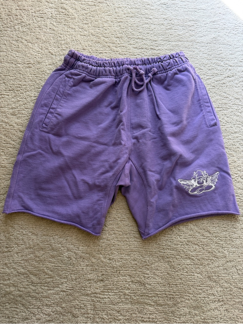 Boys Lie Lilac Angel Embroidered Athletic Shorts